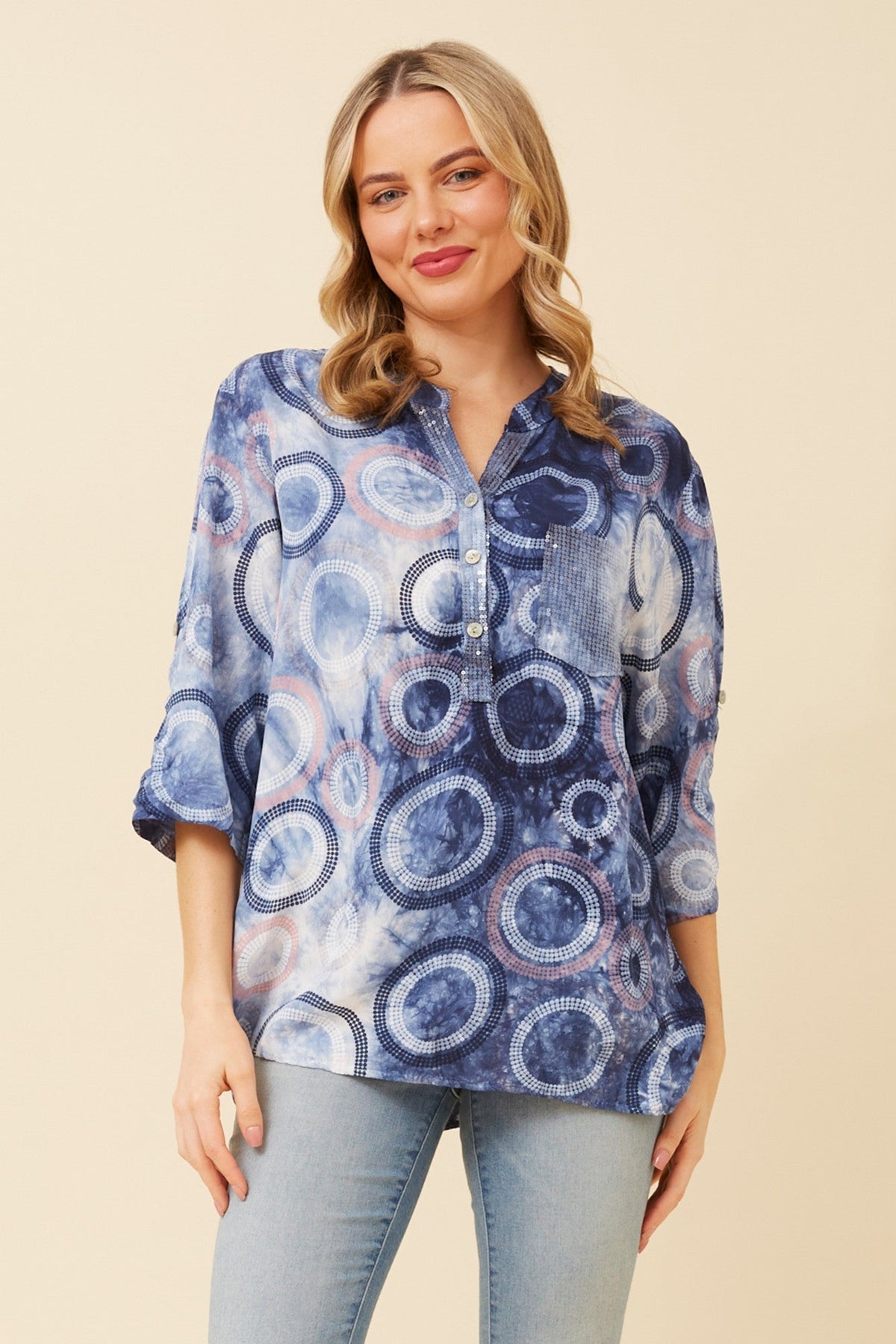 ROSETTA SEQUIN DETAIL TOP (Blue)