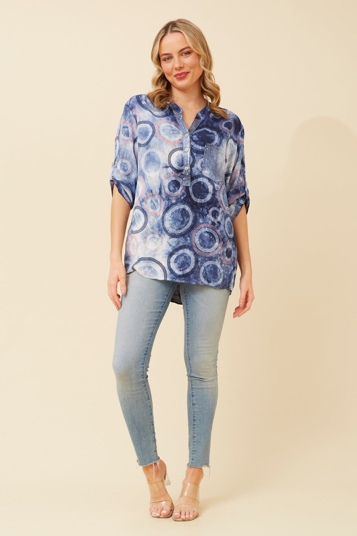 ROSETTA SEQUIN DETAIL TOP (Blue)