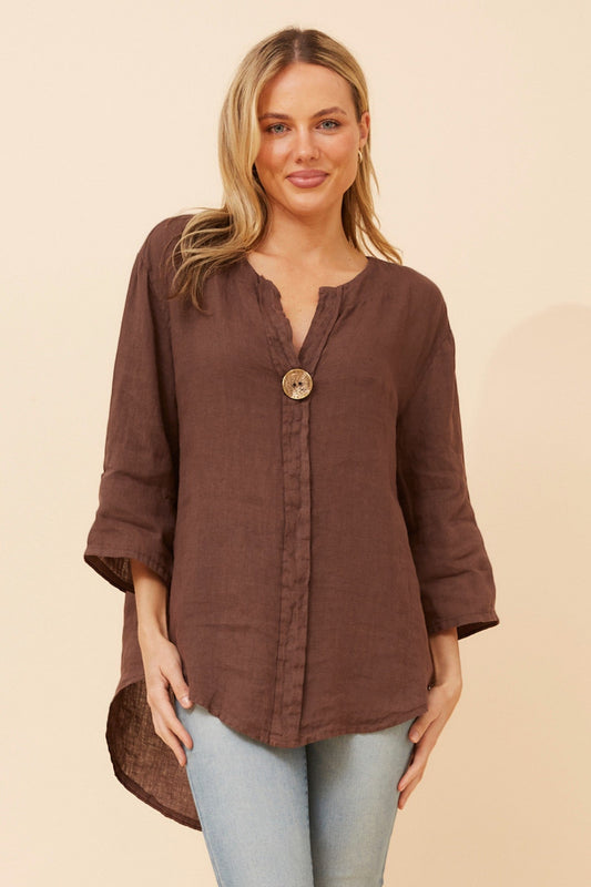 BOTTEGA MODA PALERMO LINEN TOP (Fango)
