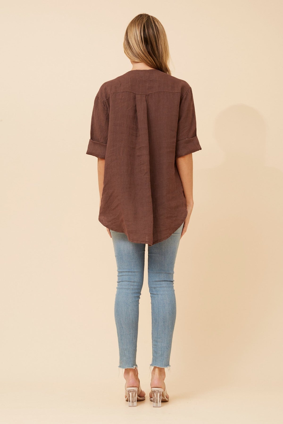 BOTTEGA MODA PALERMO LINEN TOP (Fango)
