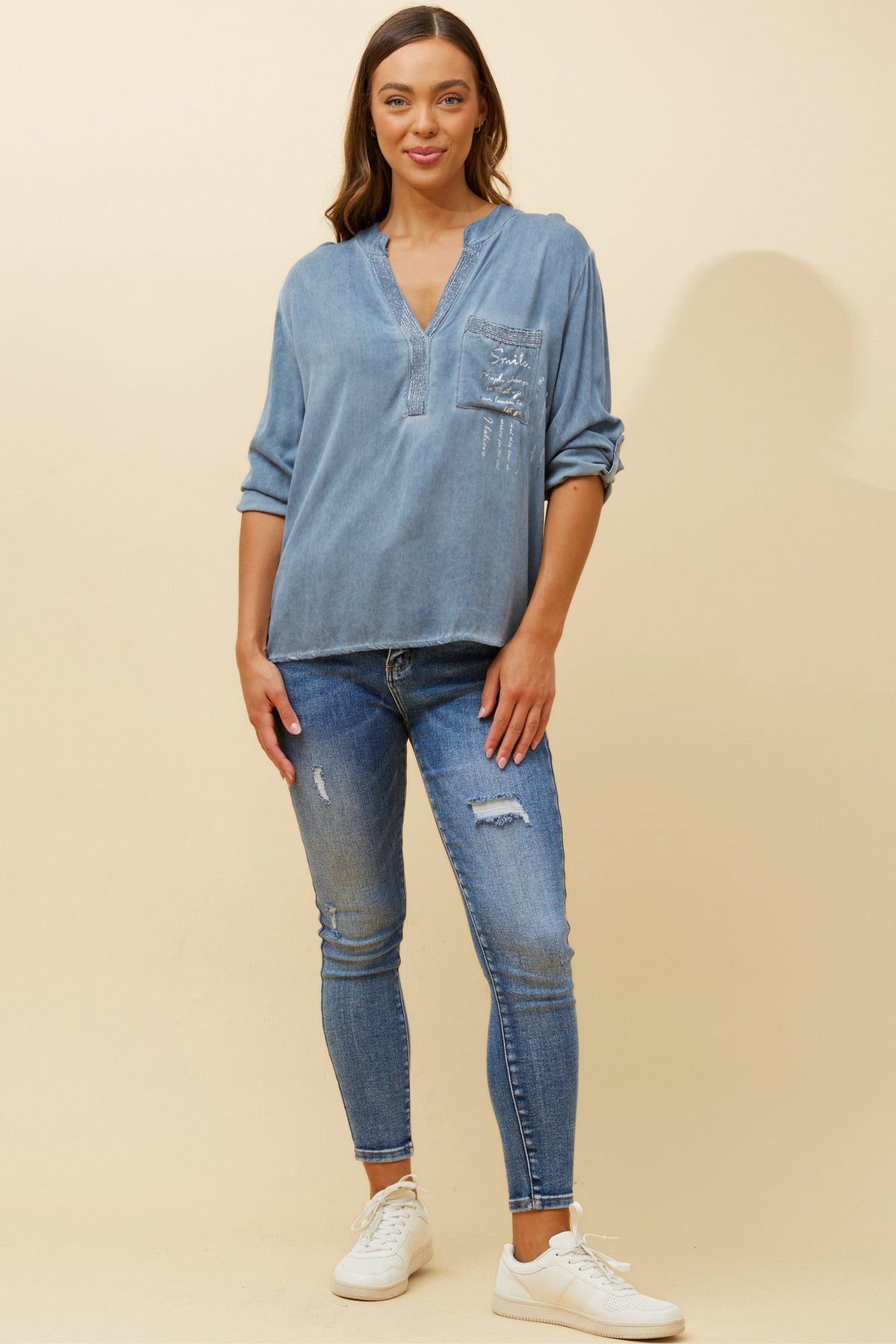 VELAR GRAPHIC PRINT TOP (Denim)