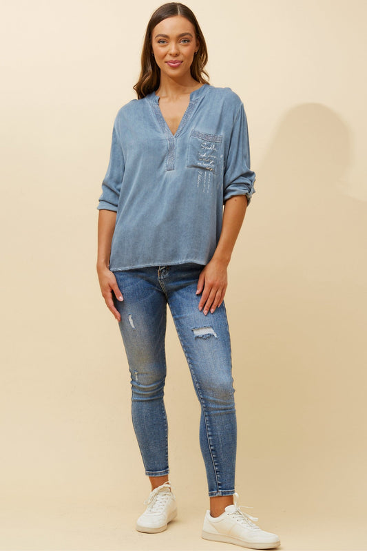 VELAR GRAPHIC PRINT TOP (Denim)