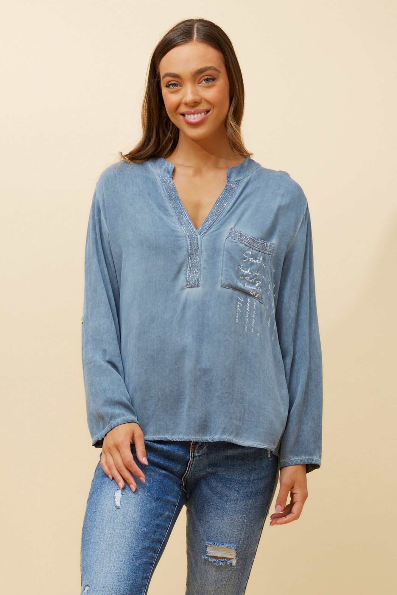VELAR GRAPHIC PRINT TOP (Denim)