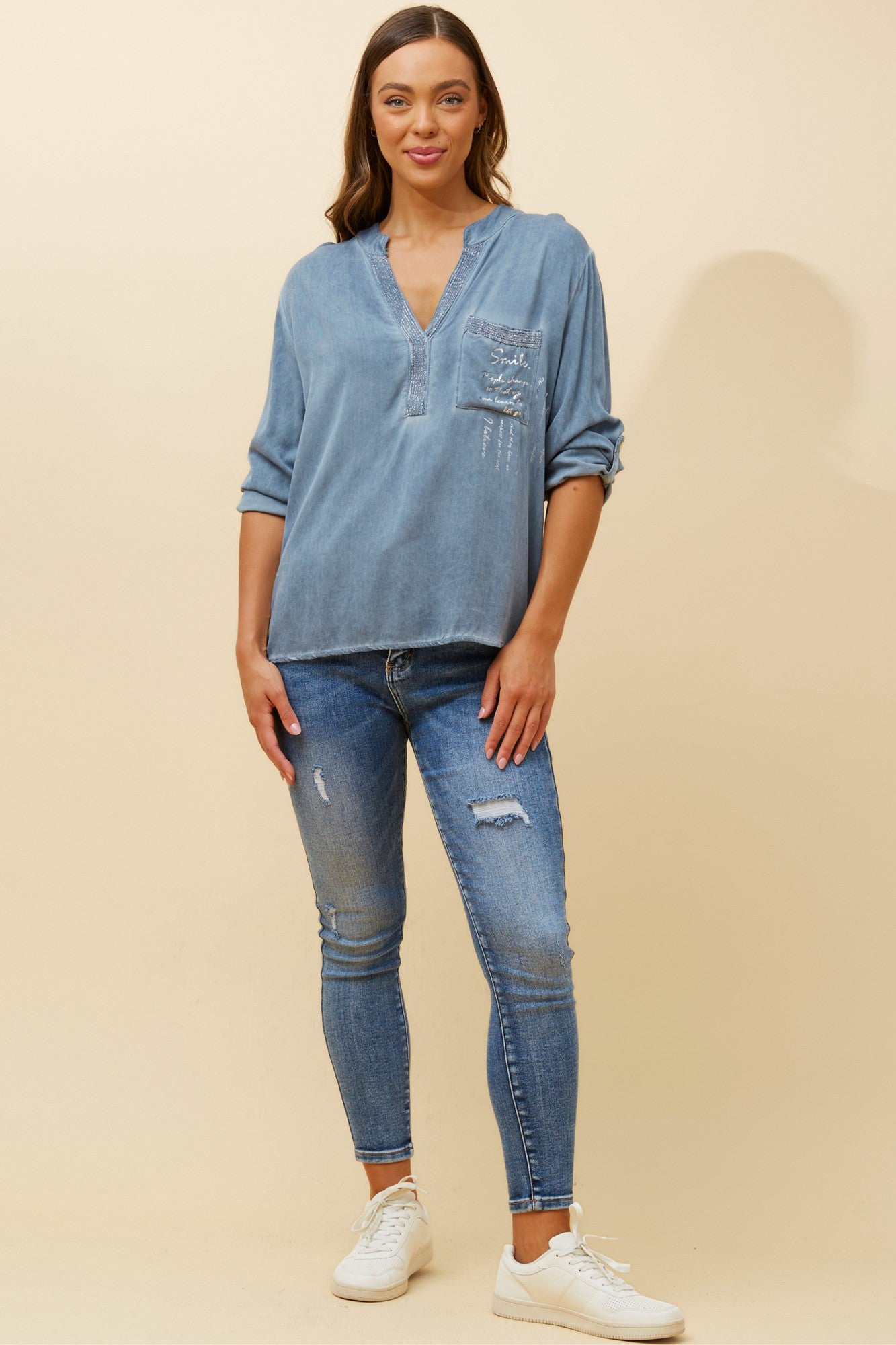 VELAR GRAPHIC PRINT TOP (Denim)