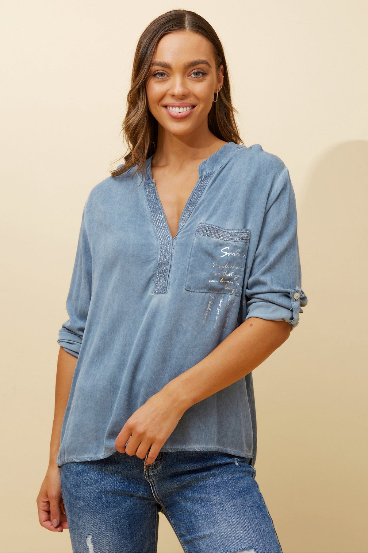 VELAR GRAPHIC PRINT TOP (Denim)