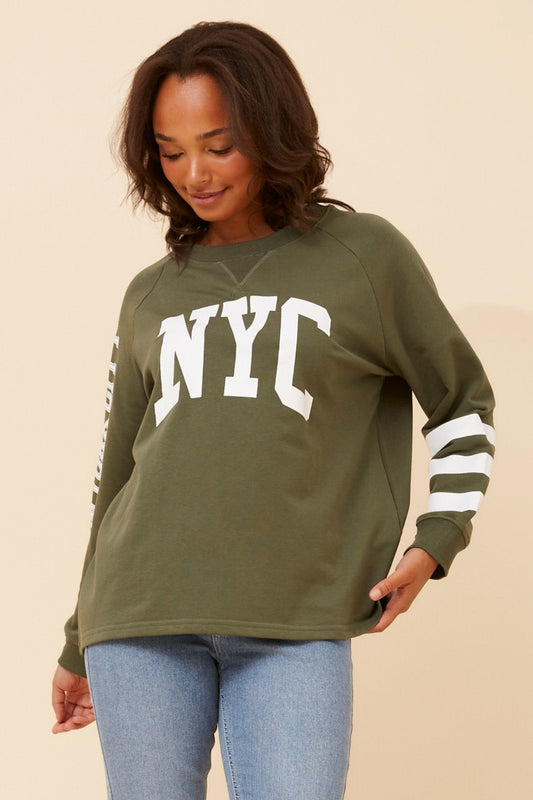 Caroline Morgan Australia HUETTE GRAPHIC PRINT TOP (Khaki)