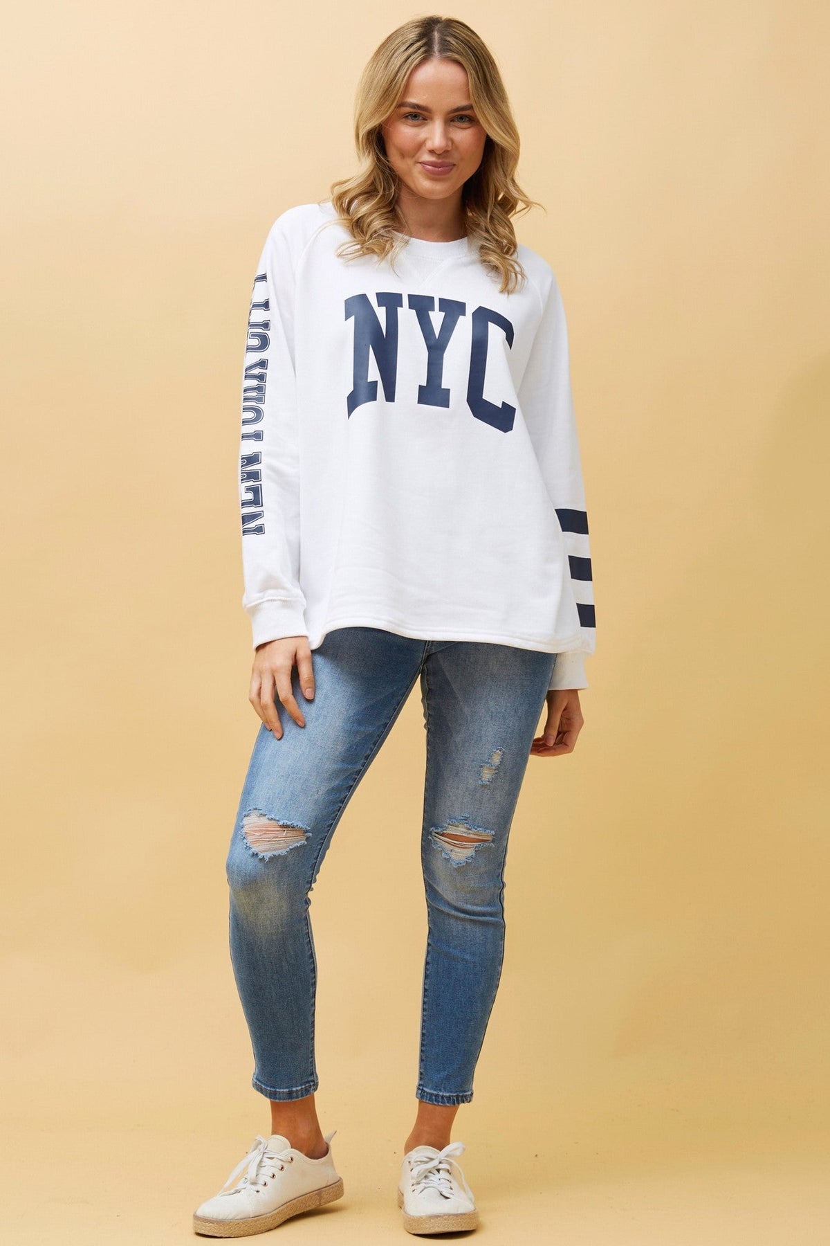 Caroline Morgan Australia HUETTE GRAPHIC PRINT TOP (White)