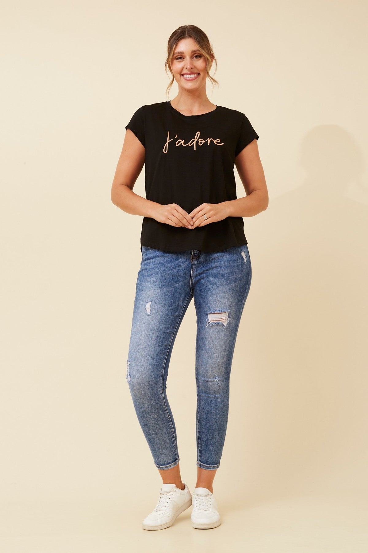 COCO JADORE EMBROIDERED TEE (Black)