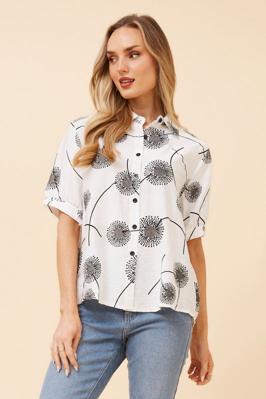 YELINA ABSTRACT PRINT SHIRT (Black)