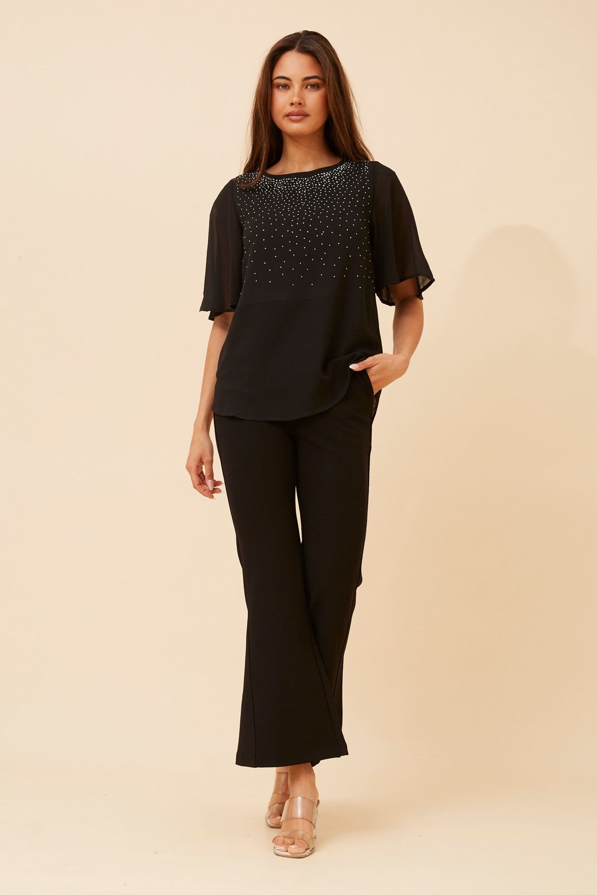 NEESHA DIAMANTE DETAIL TOP (Black)