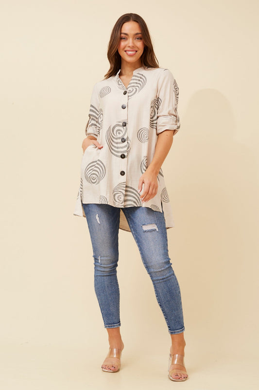 PATIA ABSTRACT PRINT SHIRT (Pale Pink)