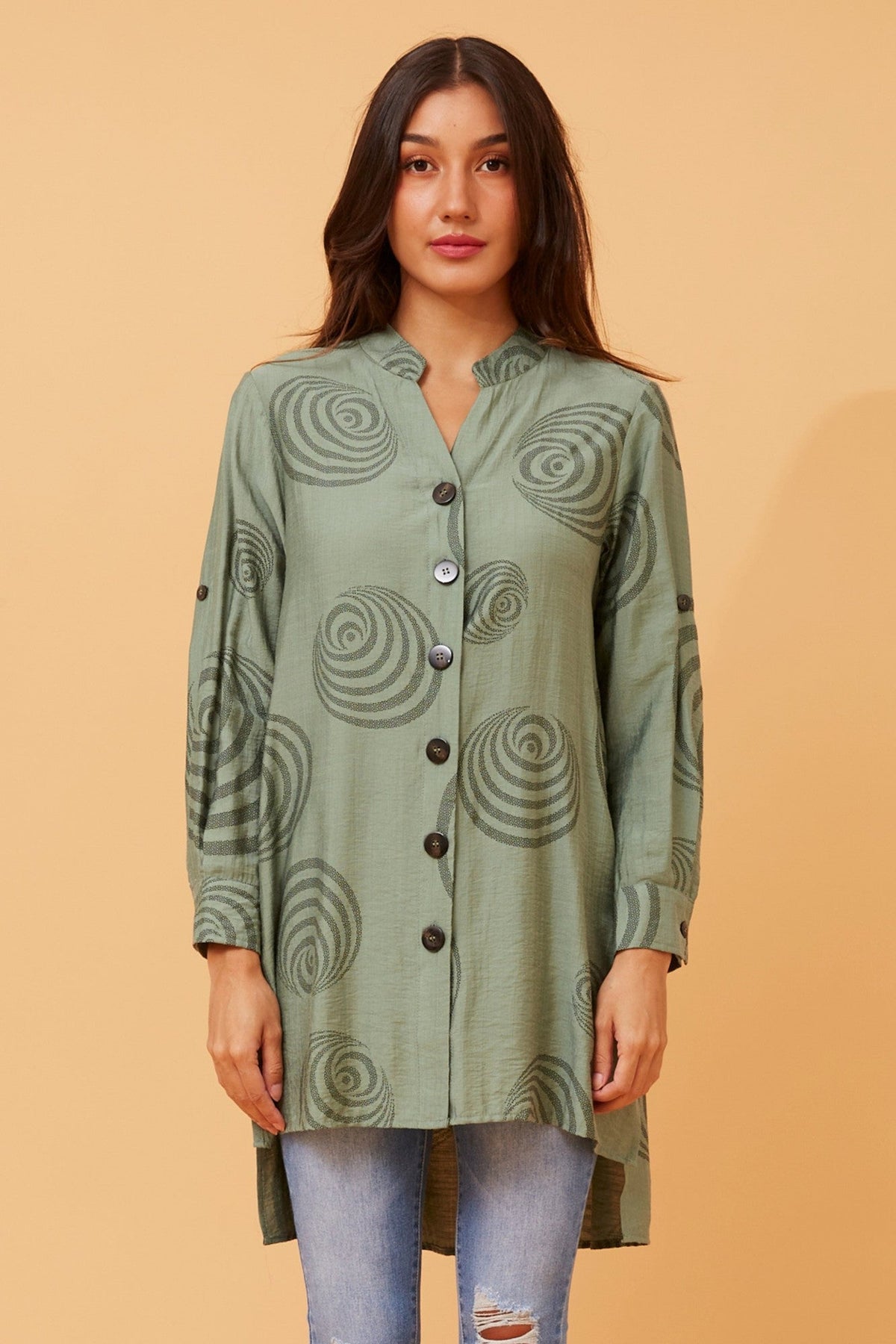 PATIA ABSTRACT PRINT SHIRT (Pale Pink)