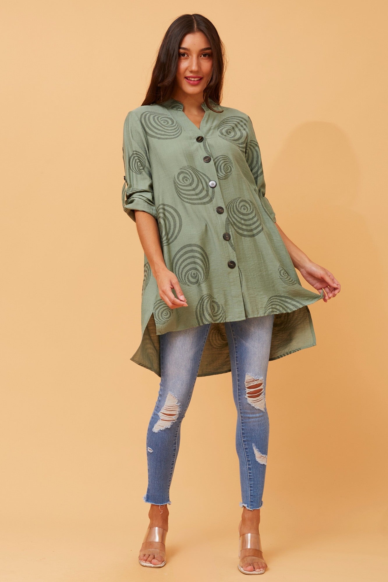 PATIA ABSTRACT PRINT SHIRT (Pale Pink)