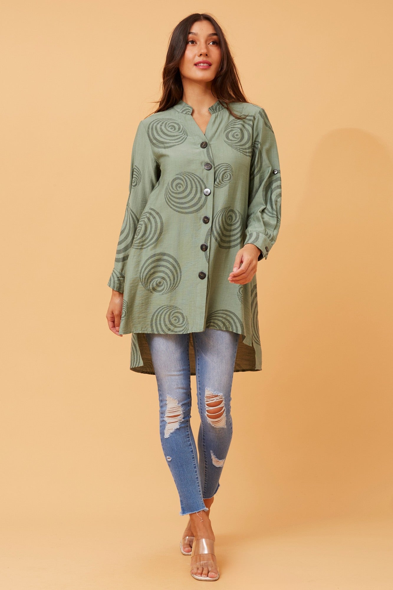 PATIA ABSTRACT PRINT SHIRT (Pale Pink)