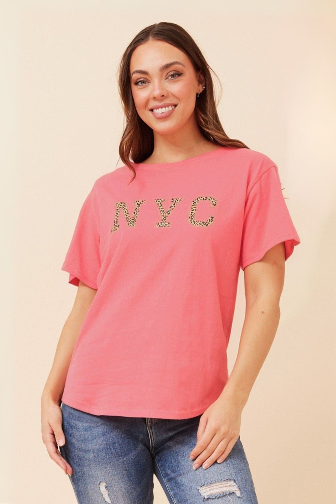 Image of T-Shirts. Product name - BINDI NYC GRAPHIC TEE in Black colour by brand - Caroline Morgan Australia