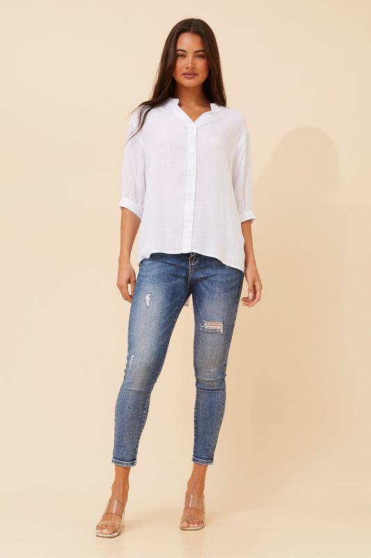 Image of Sneakers. Product name - SELINA HI LOW TOP in White colour by brand - Caroline Morgan Australia