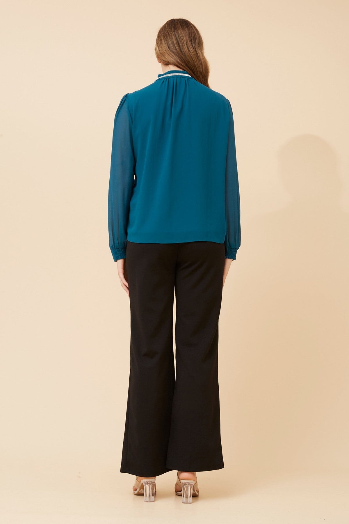 Caroline Morgan Australia REYA DIAMANTE TRIM BLOUSE (Teal)