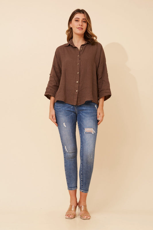 Image of Shirts. Product name - ALMADA LINEN SHIRT in White colour by brand - BOTTEGA MODA