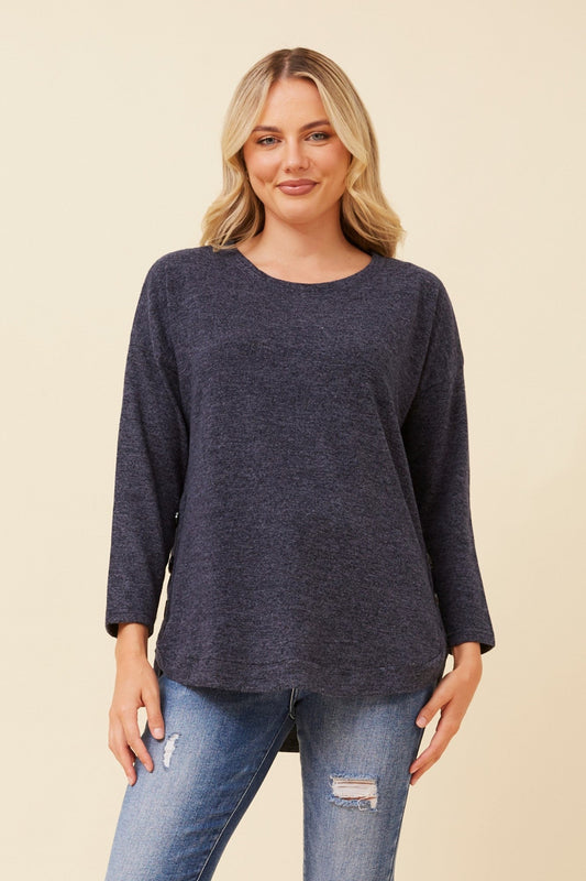 EVAN BUTTON DETAIL TOP (Navy)