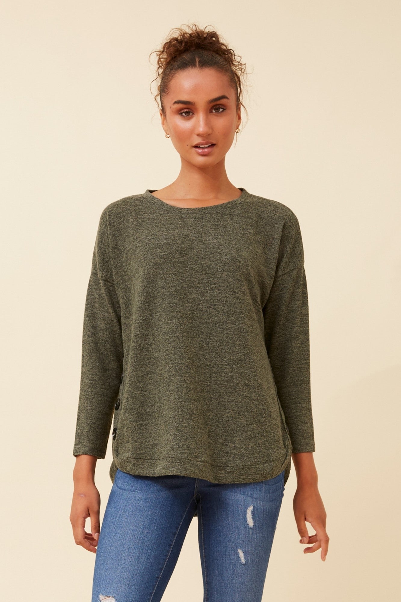 EVAN BUTTON DETAIL TOP (Navy)