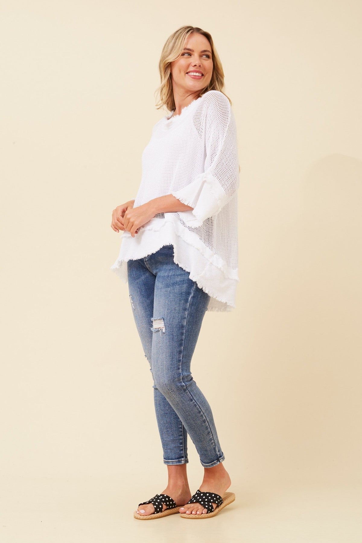 ROSAMUND RAW EDGE TOP (Navy)