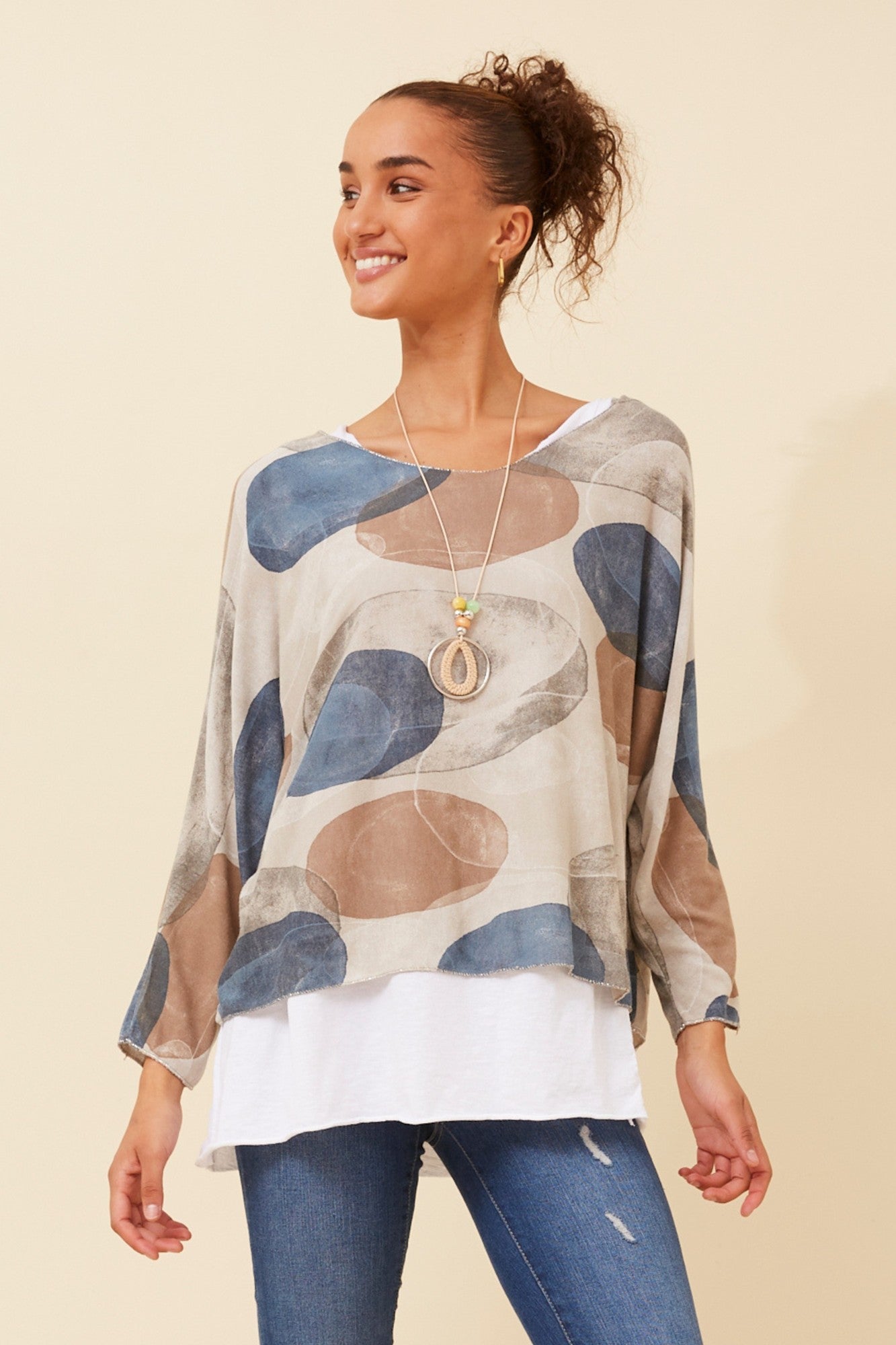 MELIKA ABSTRACT PRINT TOP (Fango)