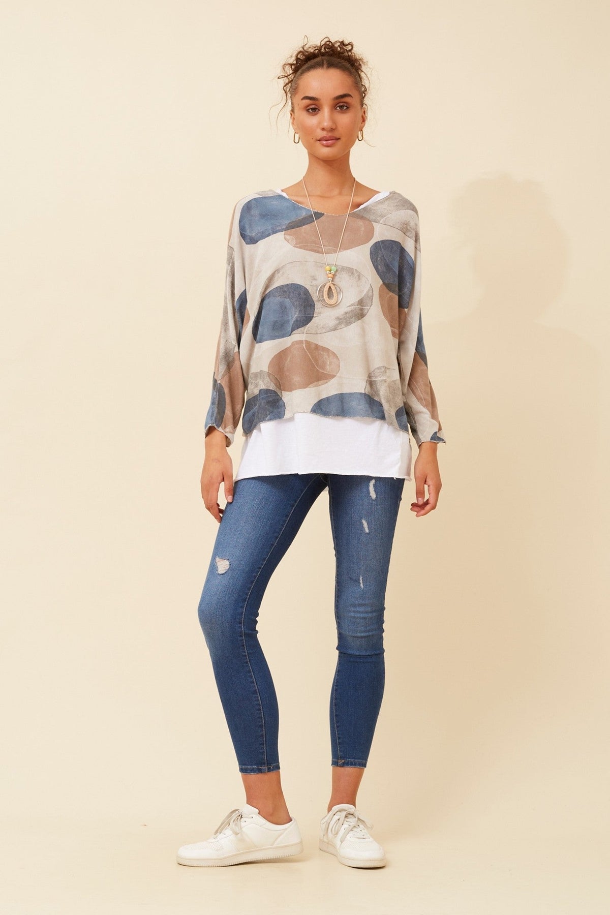 MELIKA ABSTRACT PRINT TOP (Fango)