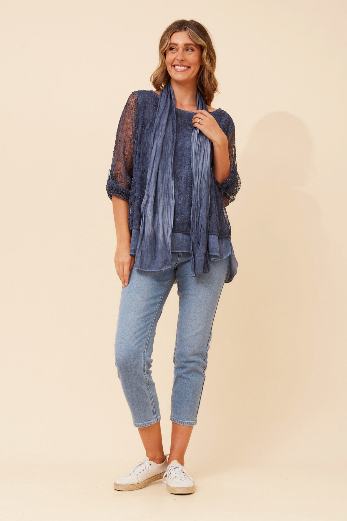 GRAZIELLA DOUBLE LAYERED TOP (Navy)