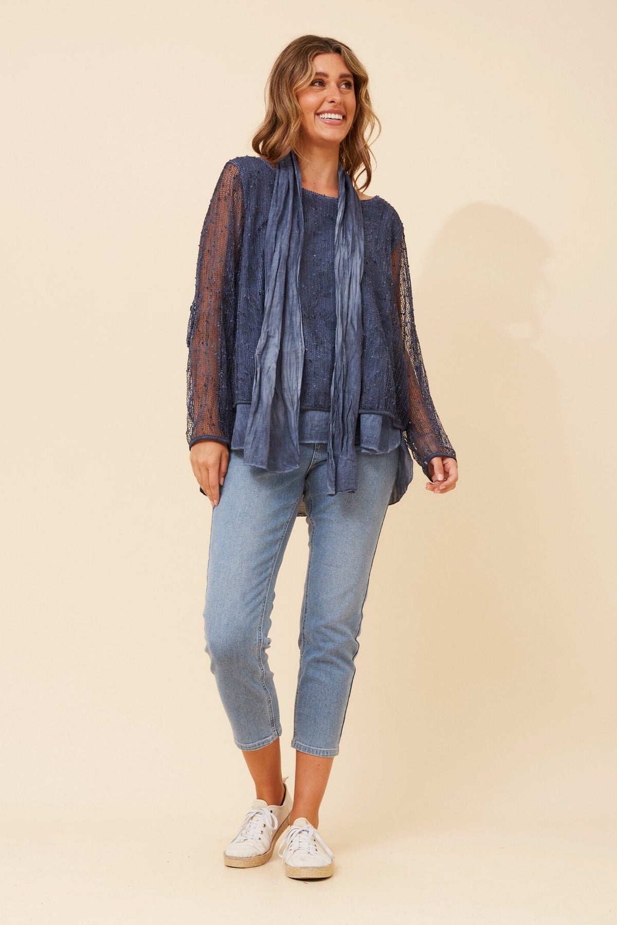 GRAZIELLA DOUBLE LAYERED TOP (Navy)