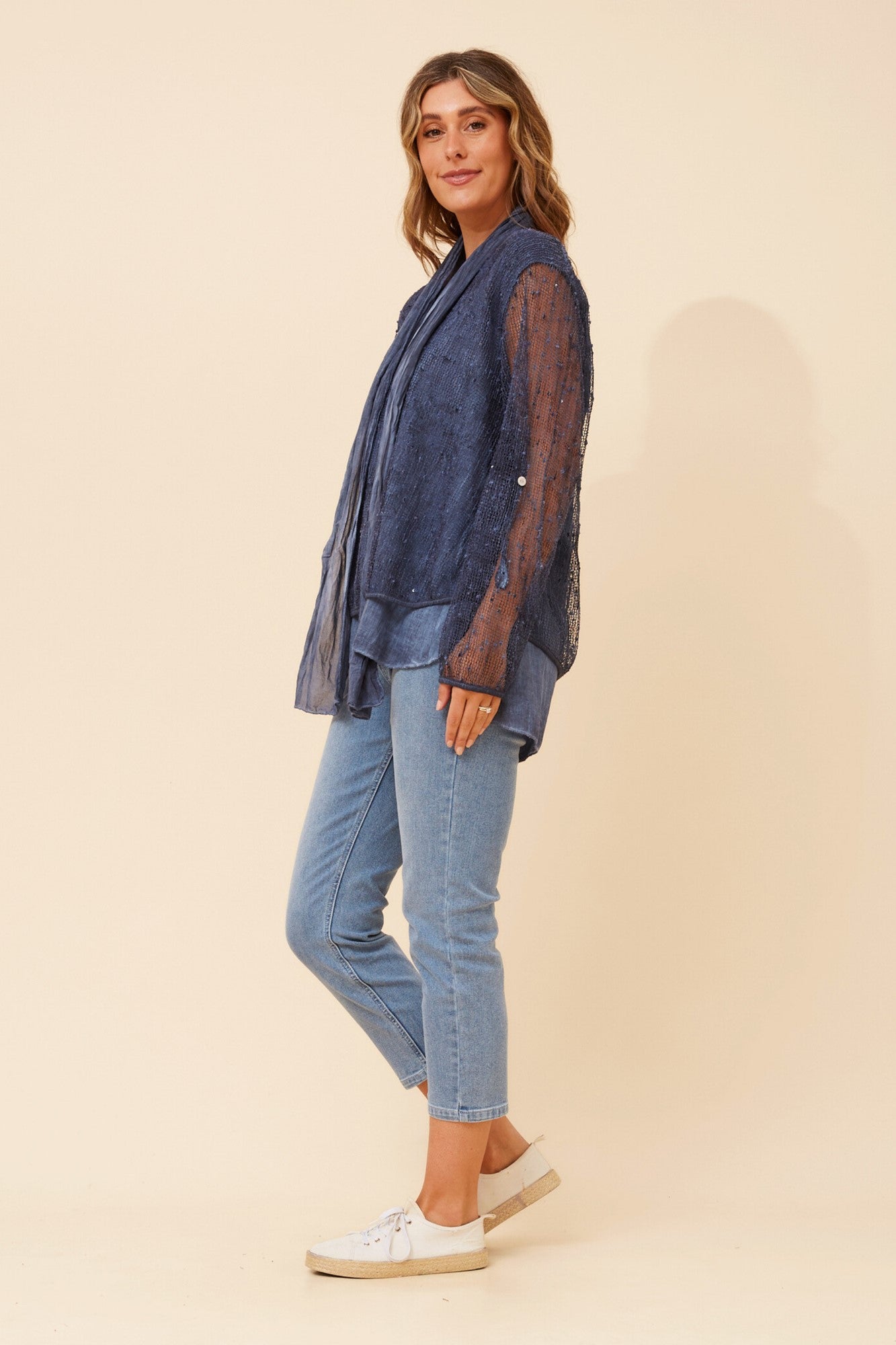 GRAZIELLA DOUBLE LAYERED TOP (Navy)