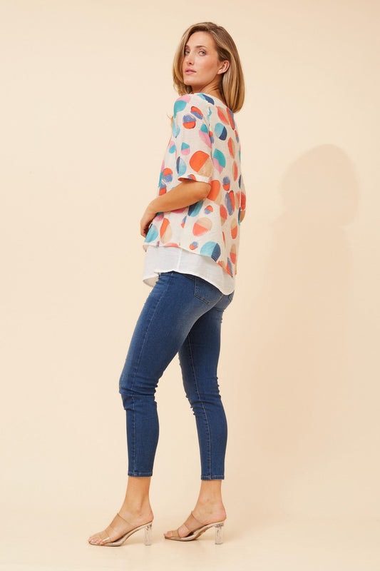 GLORY POLKA DOT PRINT TOP (Multi Orange)