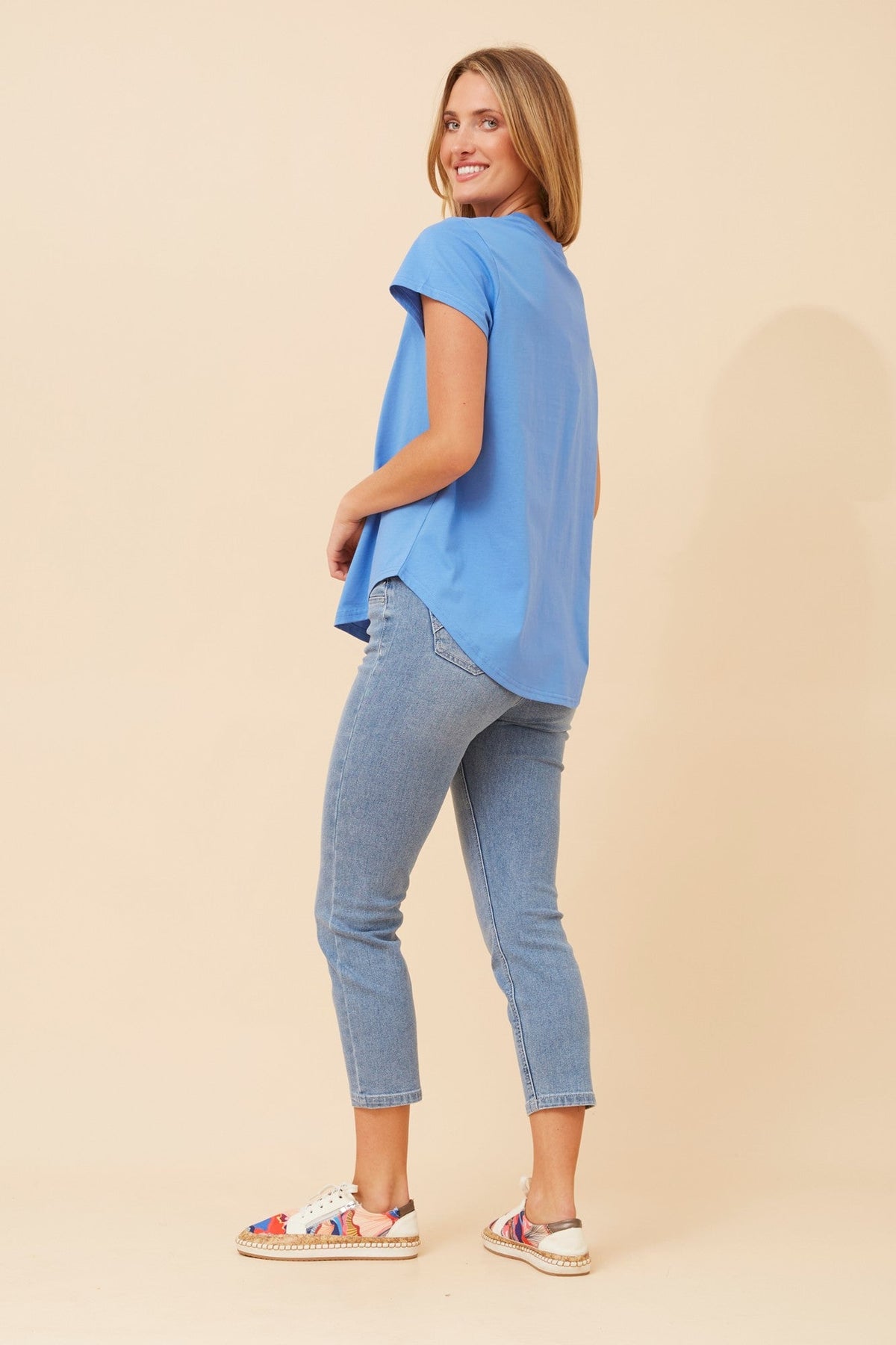 Caroline Morgan Australia ROSLET DIAMANTE DETAIL T-SHIRT (Blue)