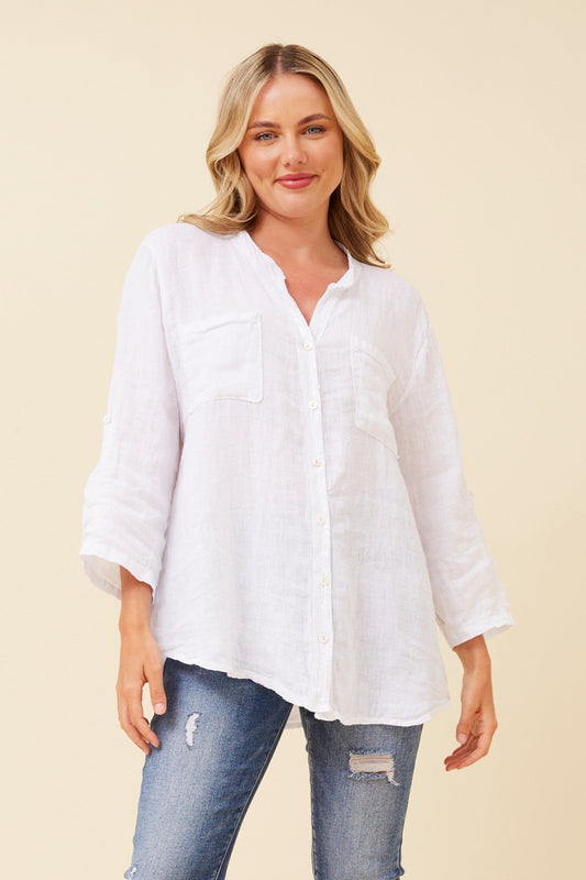 ROSEANNE SEQUIN LINEN SHIRT (White)
