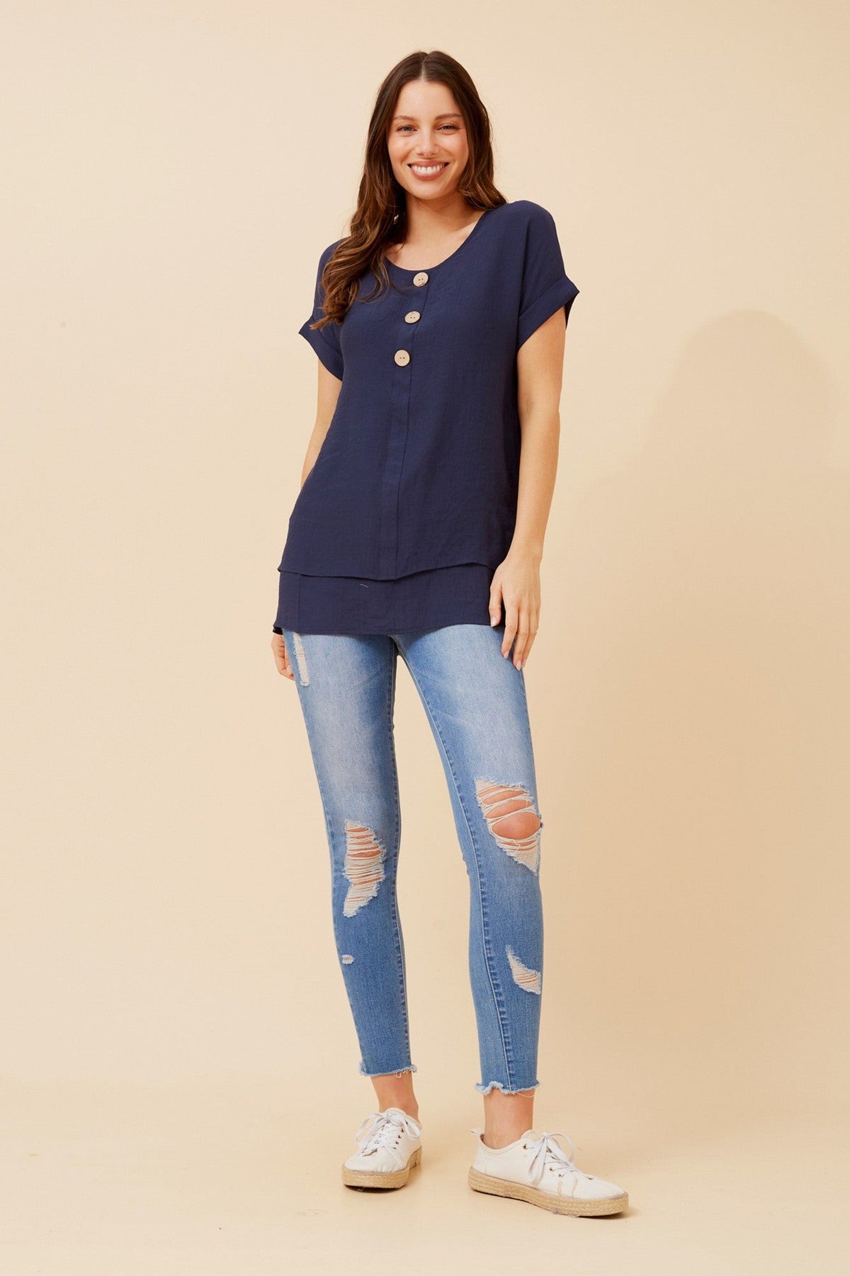 Caroline Morgan Australia JAYCEE SOLID TOP (Navy)