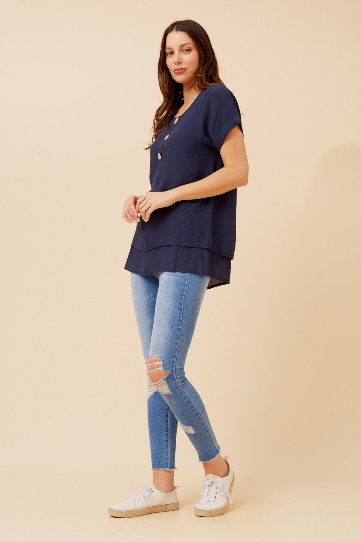 Caroline Morgan Australia JAYCEE SOLID TOP (Navy)