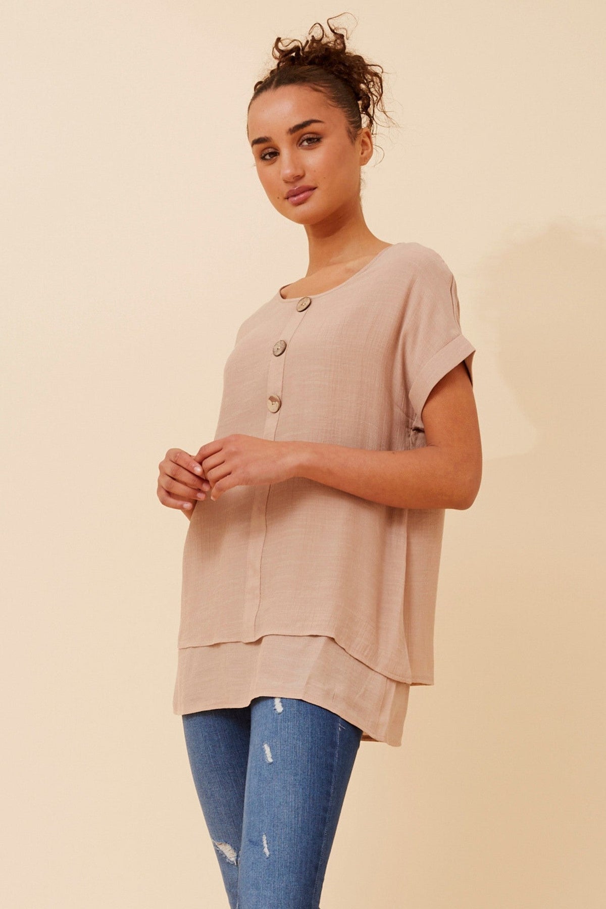 Caroline Morgan Australia JAYCEE SOLID TOP (Taupe)