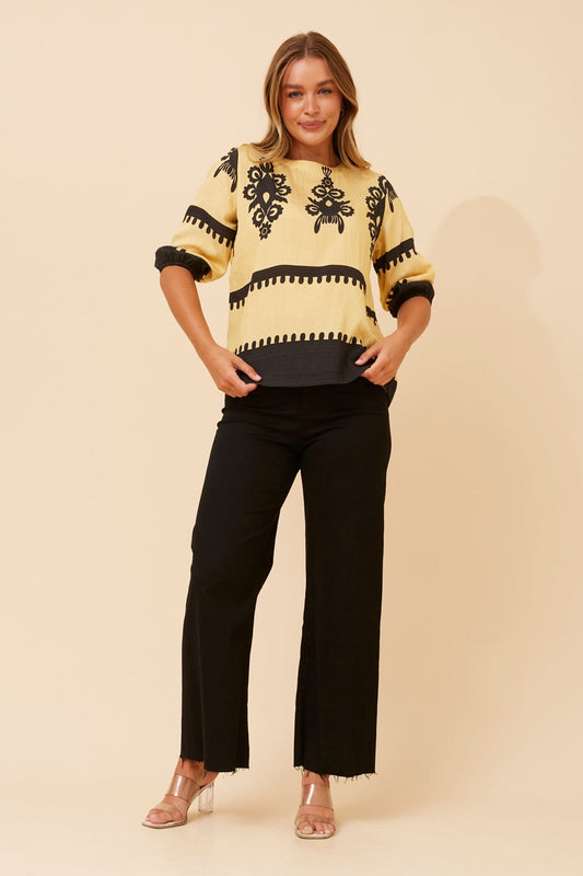 SHAE BORDER PRINT TOP (Pink)