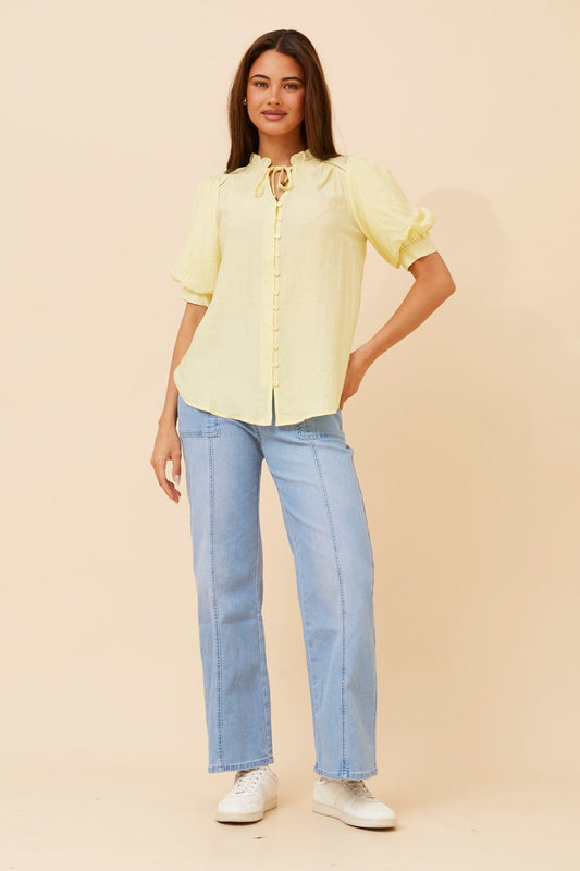 Image of Blouses. Product name - JADIRA SOLID BLOUSE in Black colour by brand - Caroline Morgan Australia