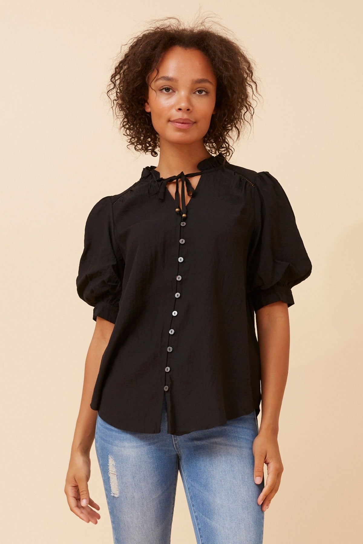 JADIRA SOLID BLOUSE (Black)