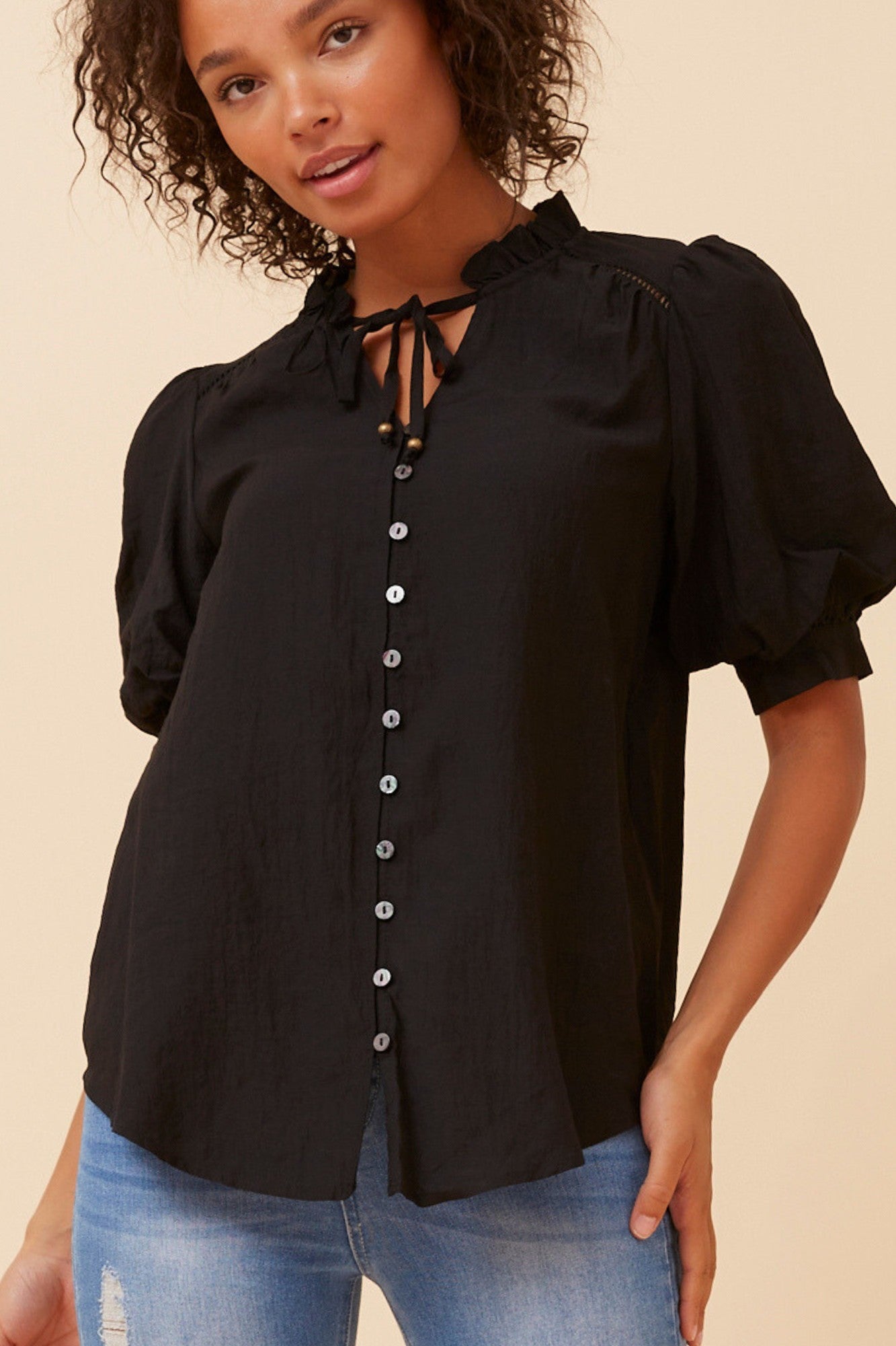 JADIRA SOLID BLOUSE (Black)