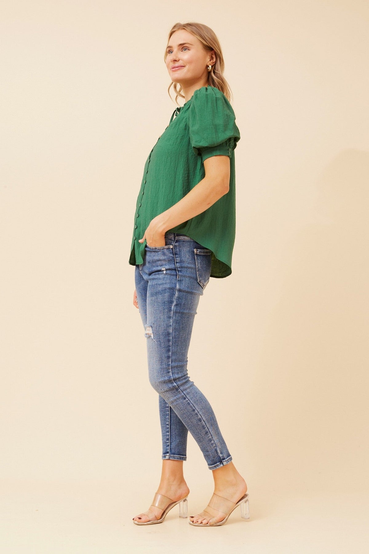Caroline Morgan Australia JADIRA SOLID BLOUSE (Emerald)