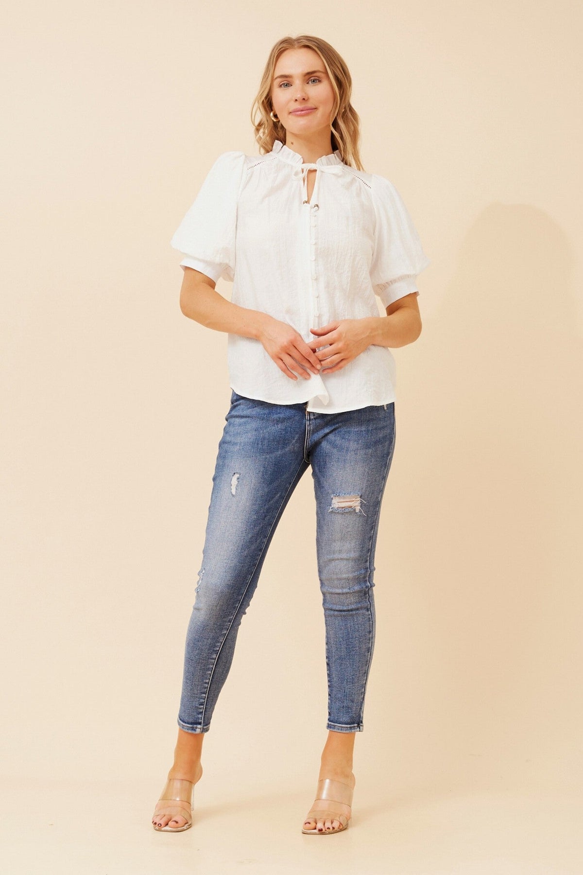 Caroline Morgan Australia JADIRA SOLID BLOUSE (White)