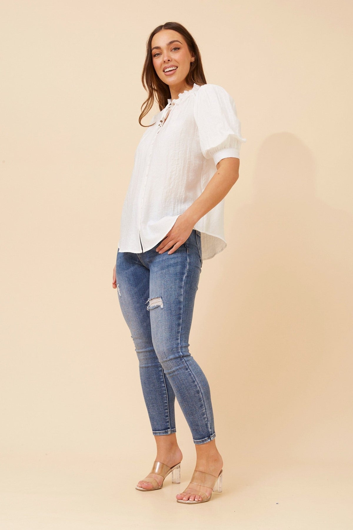 Caroline Morgan Australia JADIRA SOLID BLOUSE (White)