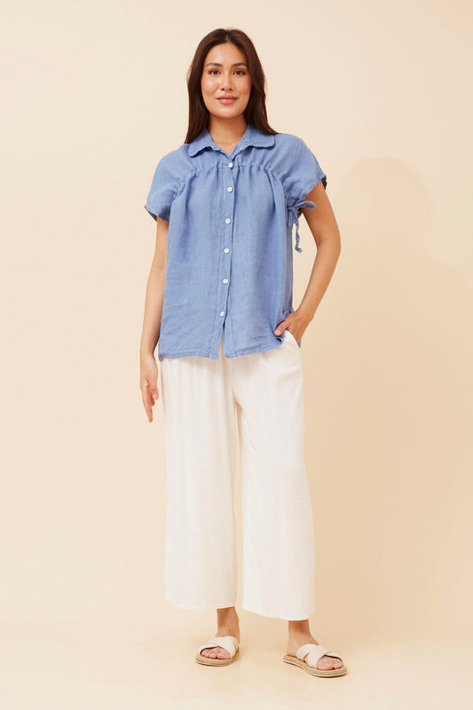 BOTTEGA MODA MELE SOLID LINEN SHIRT (Denim)