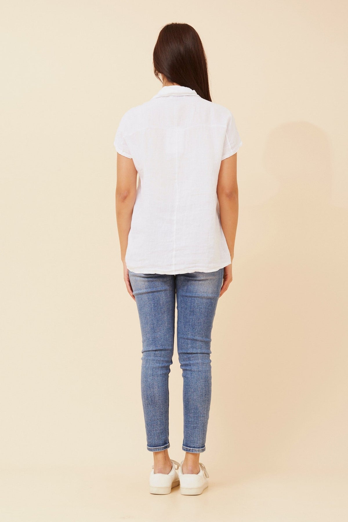 BOTTEGA MODA MELE SOLID LINEN SHIRT (White)