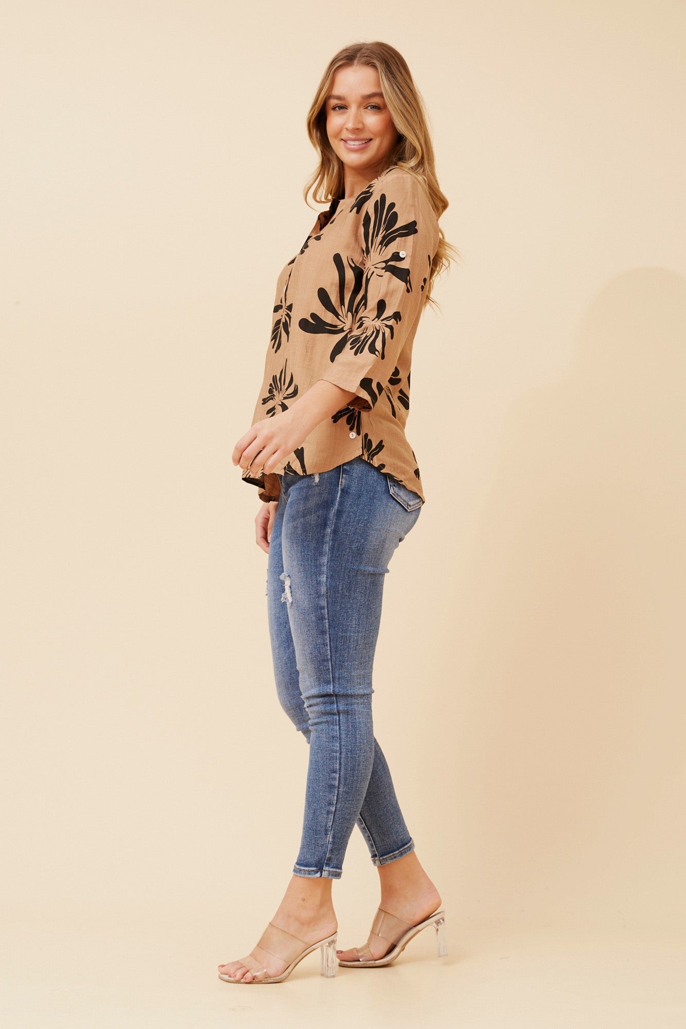 SHILPI ABSTRACT PRINT BLOUSE (Toffee)