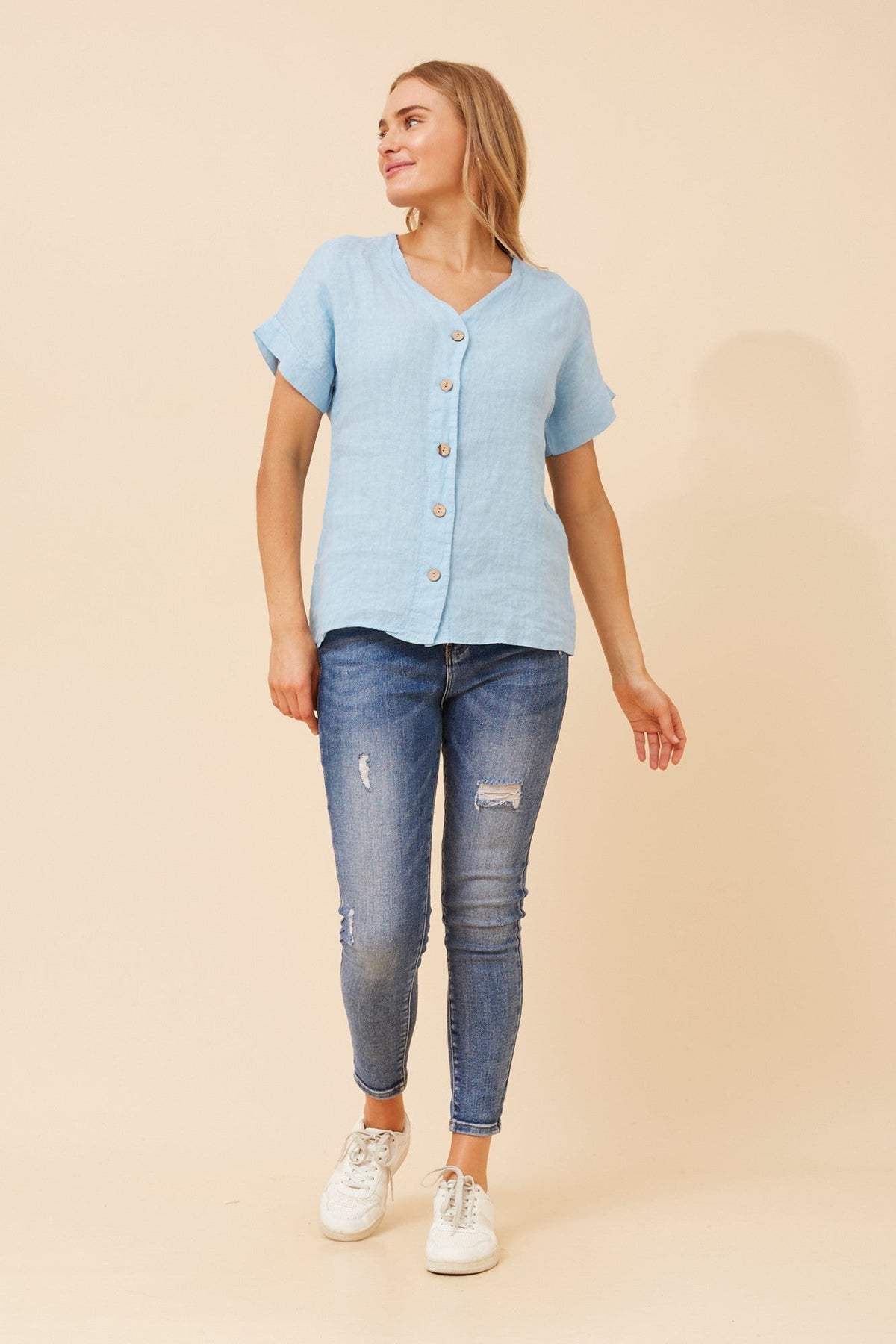BOTTEGA MODA SIMONETTA SOLID TOP (Celeste)