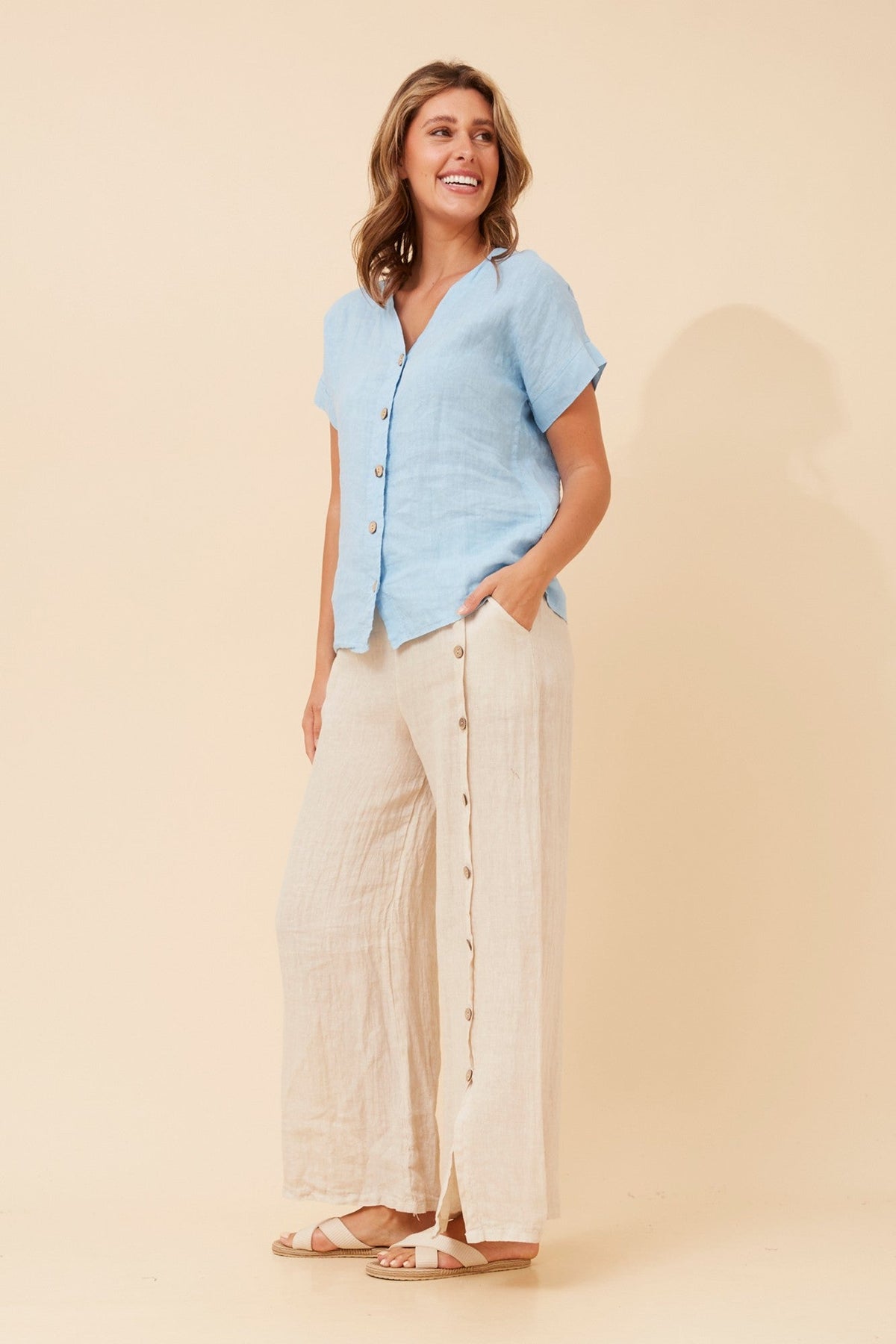 BOTTEGA MODA SIMONETTA SOLID TOP (Celeste)