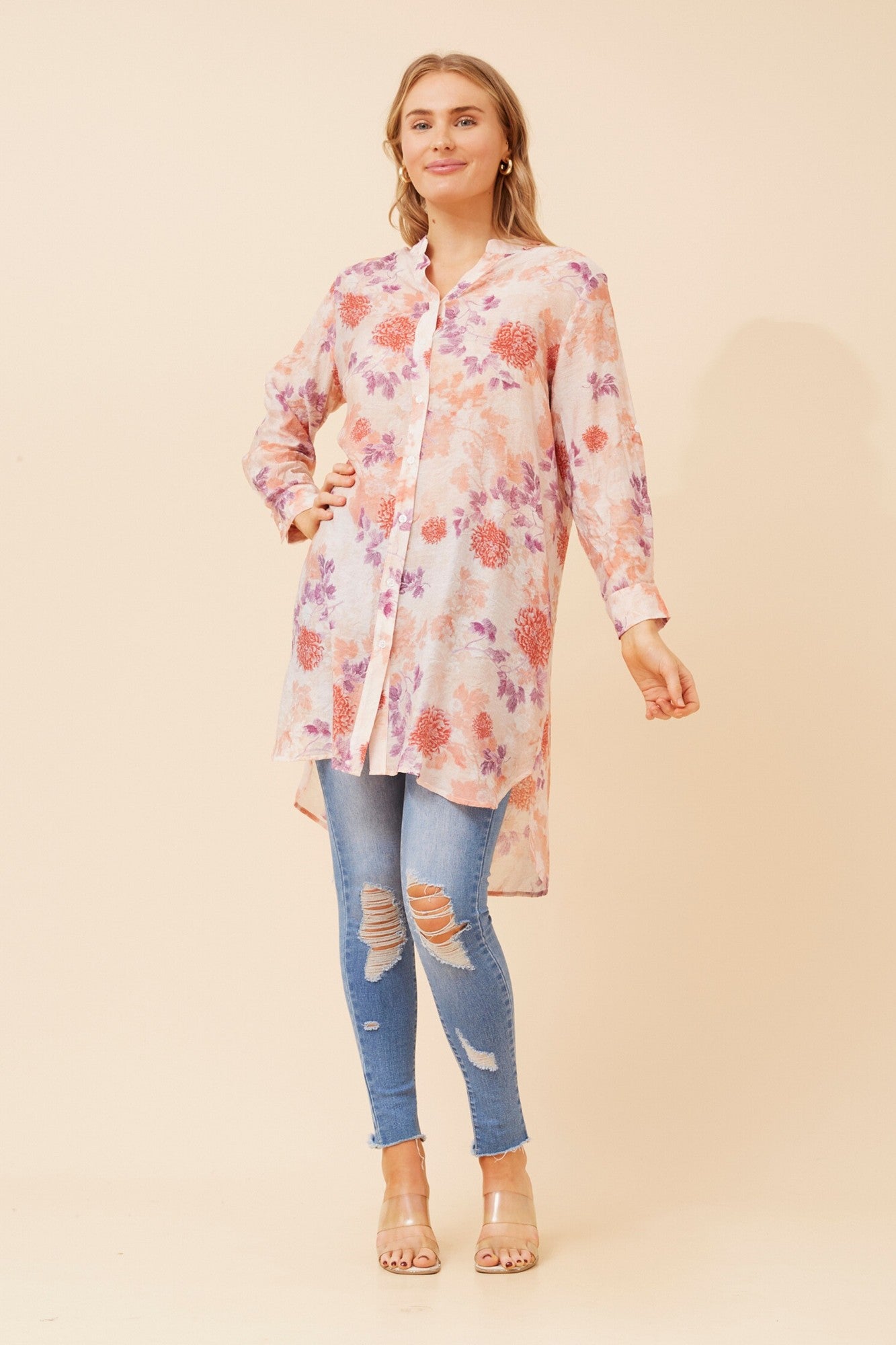 JANSON FLORAL TUNIC SHIRT (Pink)