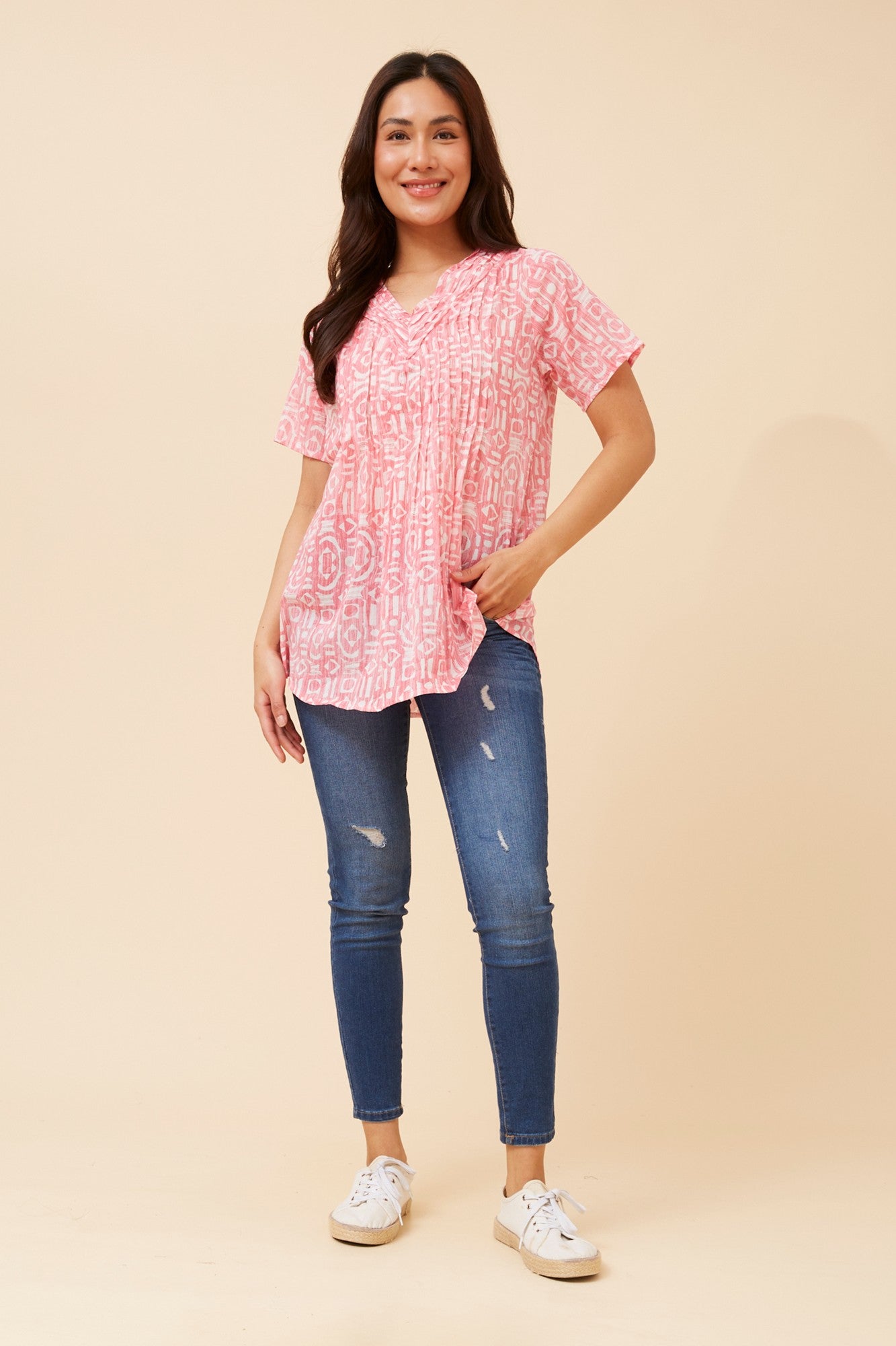 GIORGIANA ABSTRACT PRINT TOP (Pink)